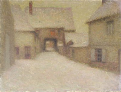 Sneeuw, het Oude Dorp, Gerberoy door Henri Eugene Augustin Le Sidaner