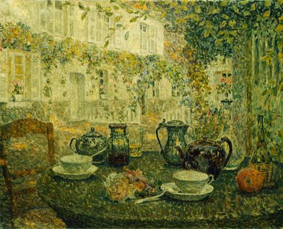 De stenen tafel door Henri Eugene Augustin Le Sidaner