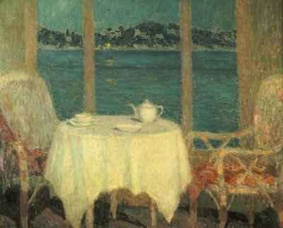 Het Terras voor de Baai van St. Tropez door Henri Eugene Augustin Le Sidaner