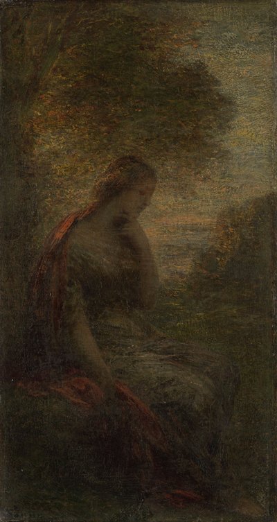 Jonge vrouw onder een boom bij zonsondergang door Henri Fantin-Latour