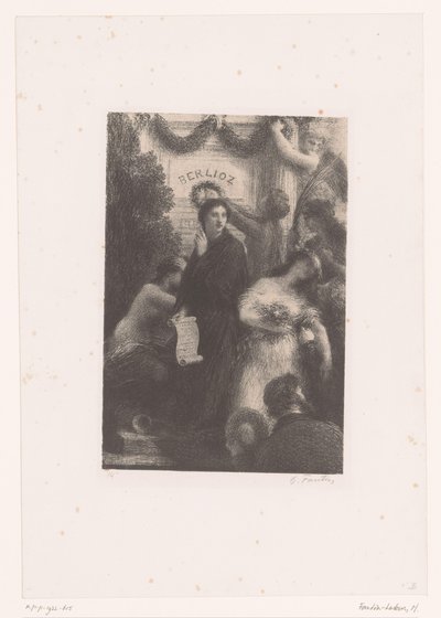 Allegorische figuren bij de tombe van Berlioz door Ignace Henri Jean Fantin Latour
