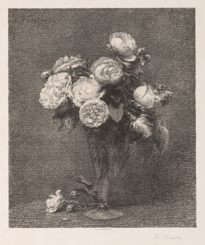 Boeket Rozen door Ignace Henri Jean Fantin Latour