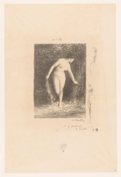 Diana ontkleedt zich om te baden door Ignace Henri Jean Fantin Latour