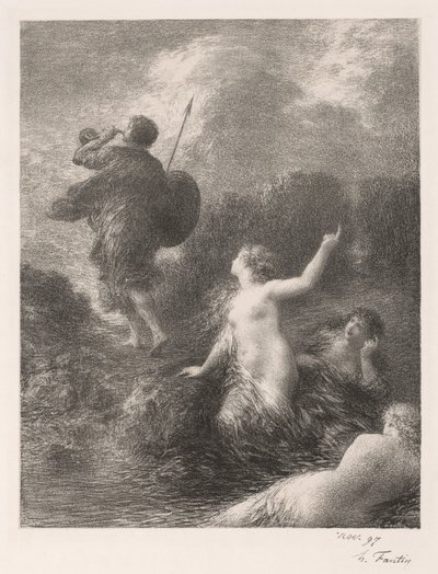 Götterdämmerung: Siegfried en de meisjes door Ignace Henri Jean Fantin Latour
