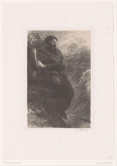 Harold speelt op zijn harp in de bergen door Ignace Henri Jean Fantin Latour