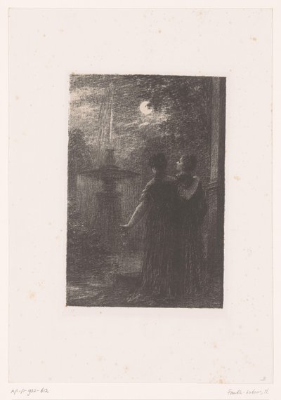 Héro en Ursule bij een fontein in het maanlicht door Ignace Henri Jean Fantin Latour