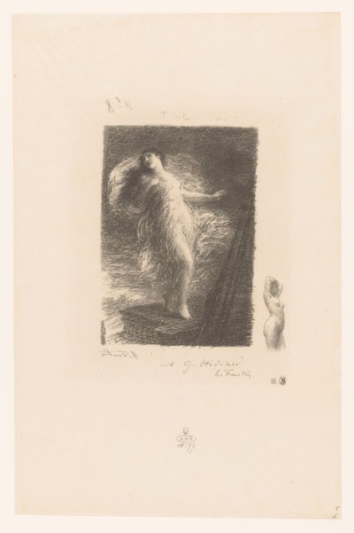 Jonge vrouw uit Tarente valt van de boeg van een schip door Ignace Henri Jean Fantin Latour
