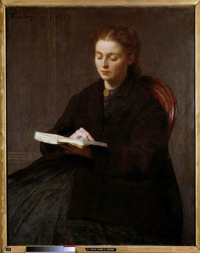 Lezing Schilderij door Henri Fantin-Latour door Ignace Henri Jean Fantin Latour