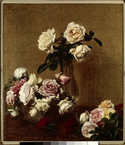 Les roses door Ignace Henri Jean Fantin Latour