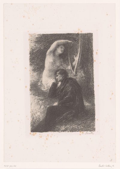 Lélio luistert naar de klanken van een harp door Ignace Henri Jean Fantin Latour