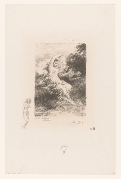 Lydé waakt bij haar slapende geliefde door Ignace Henri Jean Fantin Latour