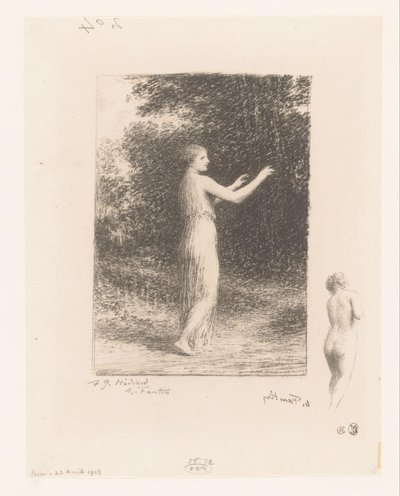 Maagd van Lycus wandelt in de natuur door Ignace Henri Jean Fantin Latour