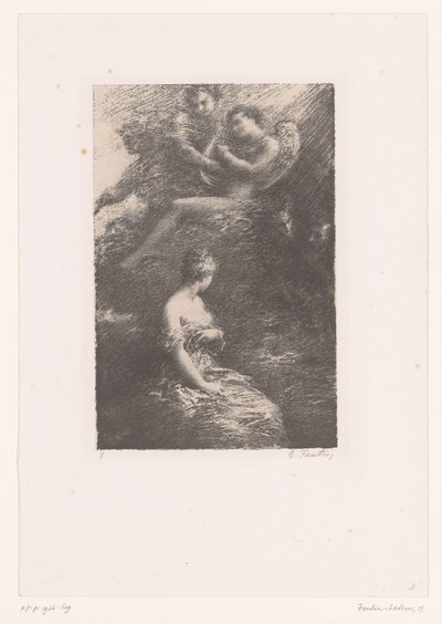 Marguerite verschijnt aan Faust en Mephisto vanuit de hemel door Ignace Henri Jean Fantin Latour