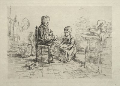 Aardappelen schillen door Ignace Henri Jean Fantin Latour