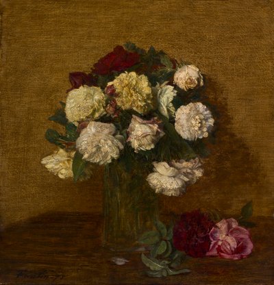 Rozen in een Vaas door Ignace Henri Jean Fantin Latour