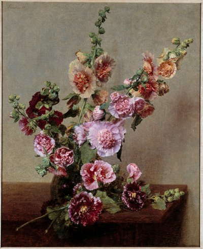 Stokrozen door Ignace Henri Jean Fantin Latour