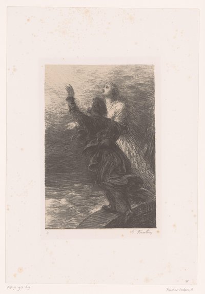 Senta en de Hollander stijgen op naar de hemel door Ignace Henri Jean Fantin Latour