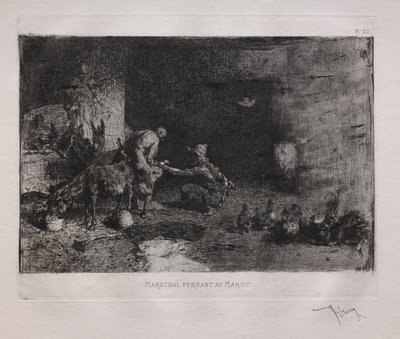 Een muilezel beslaan in Marokko door Ignace Henri Jean Fantin Latour