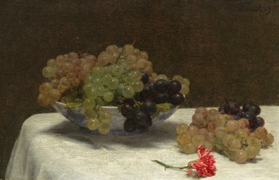 Stilleven met Druiven en een Anjer, ca. 1880 door Ignace Henri Jean Fantin Latour
