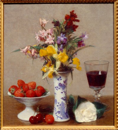Stilleven genaamd de verloving door Ignace Henri Jean Fantin Latour