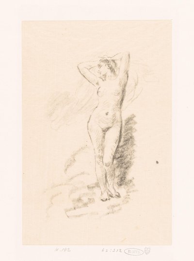 Studie van een staande naakte vrouw door Ignace Henri Jean Fantin Latour