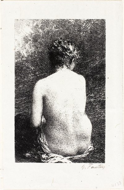 Studie van zittende vrouw, van achteren gezien door Ignace Henri Jean Fantin Latour