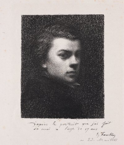 De kunstenaar op 17-jarige leeftijd door Ignace Henri Jean Fantin Latour