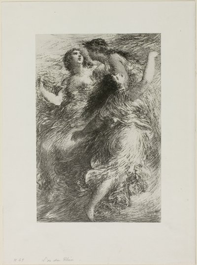Het Rijngoud: Scene I, De Rijnmeisjes door Ignace Henri Jean Fantin Latour