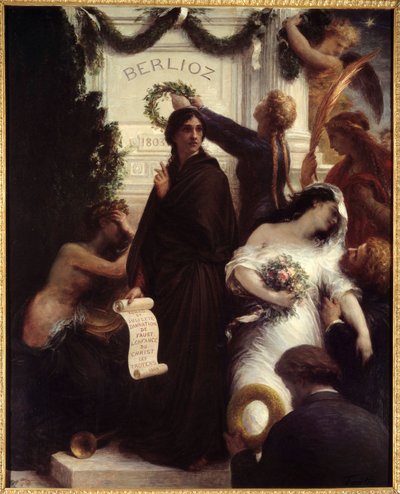 Hulde aan Berlioz. Hector Berlioz, Franse componist (1803-1869) door Ignace Henri Jean Fantin Latour