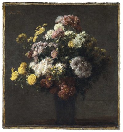 Vaas met chrysanten door Henri Fantin-Latour