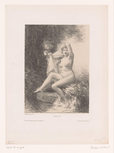 Waarheid zittend op een waterput door Ignace Henri Jean Fantin Latour