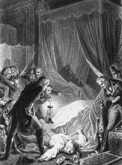 De moord op tsaar Paul I op 12 maart 1801, 1874 door Henri Felix Emmanuel Philippoteaux
