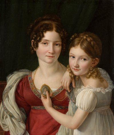 Portret van een moeder met haar dochter door Henri Francois Riesener
