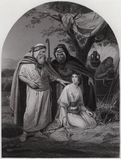 Boaz en Ruth (gravure) door Henri Frederic (after) Schopin