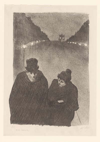 Man en vrouw bij avond op straat door Henri Gabriel Ibels (attributed to)