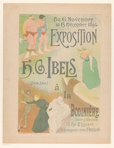 Affiche voor expositie H.G. Ibels in theater La Bodinière door Henri Gabriel Ibels