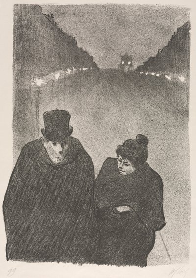 Ah, het is waar, mijn arme oude man, jij zou de eerste zijn aan wie ik zijn bus zou hebben laten missen. "Maar ik zal mijn bus missen" "Mijn klanten hebben hun bus nooit gemist" door Henri Gabriel Ibels