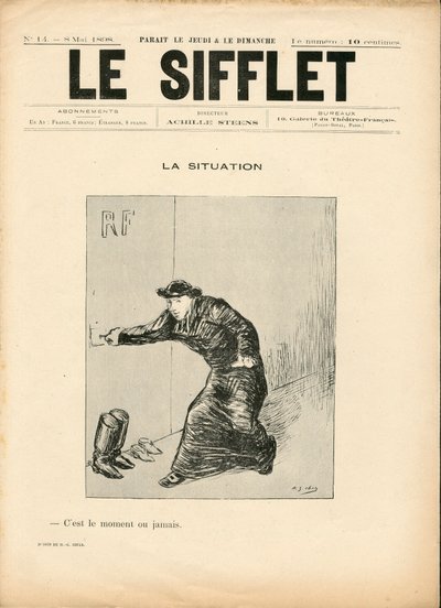 Le Whistle, nummer 14, satirisch in N & B door Henri Gabriel Ibels