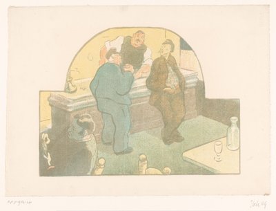 Vier mannen in een bistro door Henri Gabriel Ibels