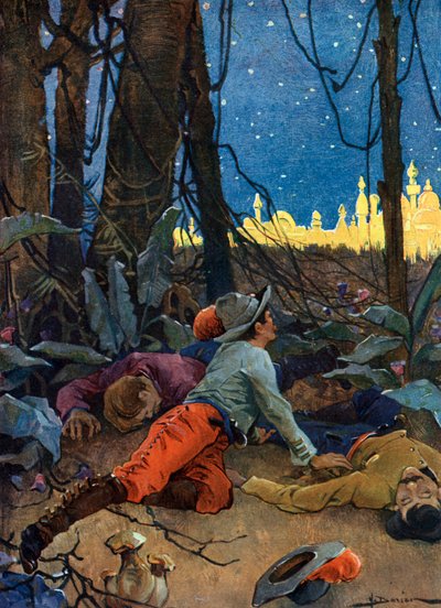 Voorstelling van El Dorado, een legendarische goudstad die Europeanen aantrok in de 16e en 17e eeuw en ontstond ten tijde van de verovering van de Nieuwe Wereld door de conquistadores in de 16e eeuw door Henri Gaston Darien