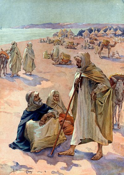 Zicht op een Moorse Brakna-mars in de Podor-regio van Senegal, begin 18e eeuw door Henri Gaston Darien