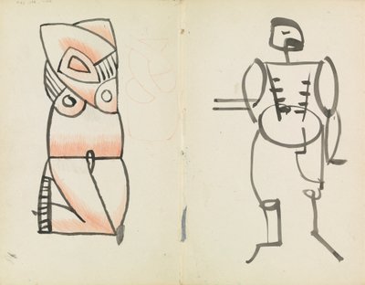 Hurkende vrouw en staande man door Henri Gaudier Brzeska