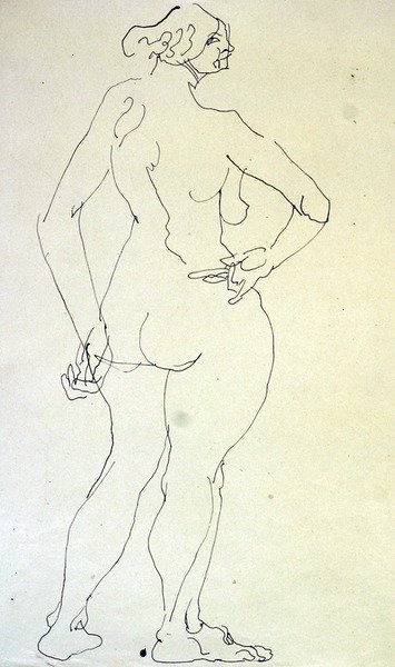 Vrouwelijk naakt met hand op heup door Henri Gaudier Brzeska