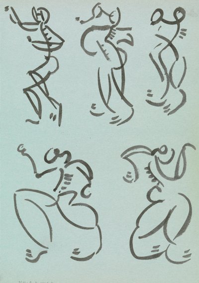 Vijf Studies van Dansende Figuren door Henri Gaudier Brzeska