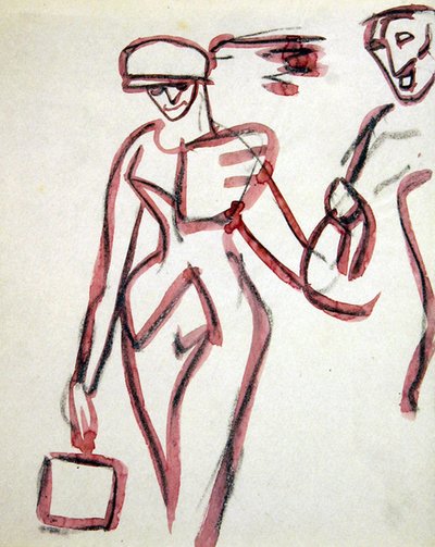 Wandelaar met metgezel door Henri Gaudier Brzeska