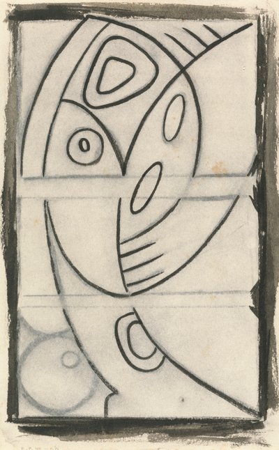 Reliëf ontwerp van een abstract vrouwelijk figuur door Henri Gaudier Brzeska