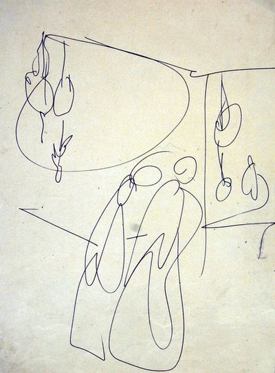 Winkeliers buiten de poelierswinkel door Henri Gaudier Brzeska