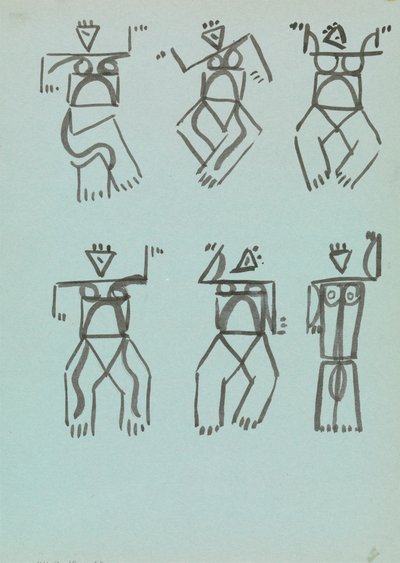 Zes studies van dansende figuren door Henri Gaudier Brzeska