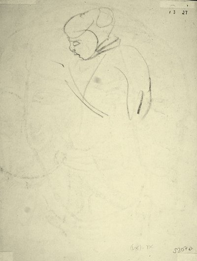 Studie van een Vrouw die naar beneden kijkt door Henri Gaudier Brzeska