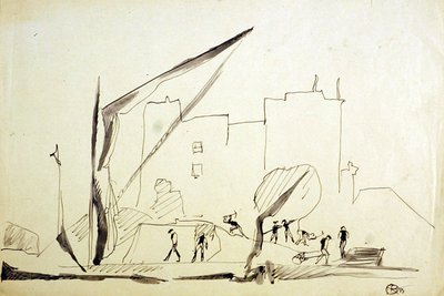 Thames Schuit bij London Docks door Henri Gaudier Brzeska